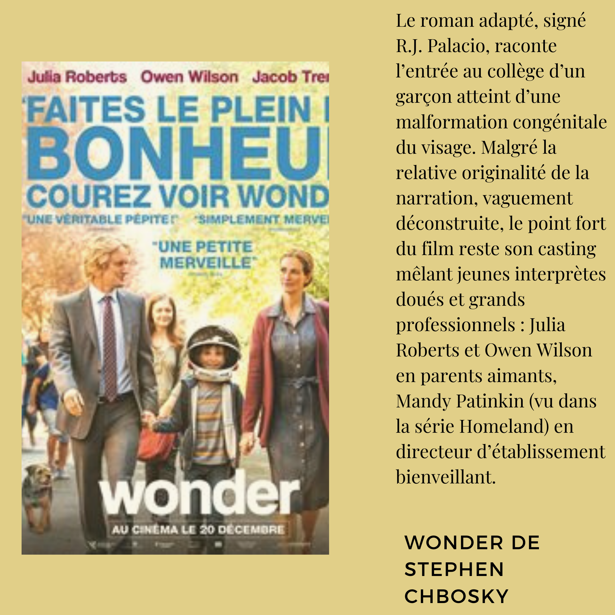 Film #5 Wonder de Stephen Chbosky